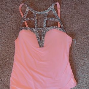 Peach Body suit with Glitter
